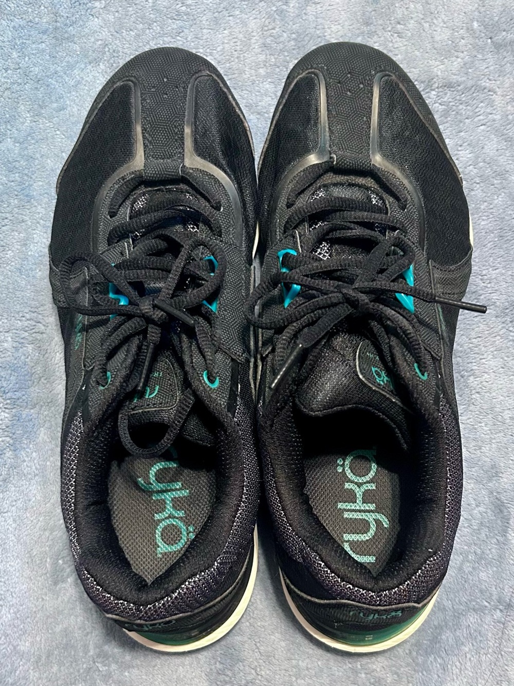 Ryka Black Athletic Shoes with Teal Accents
